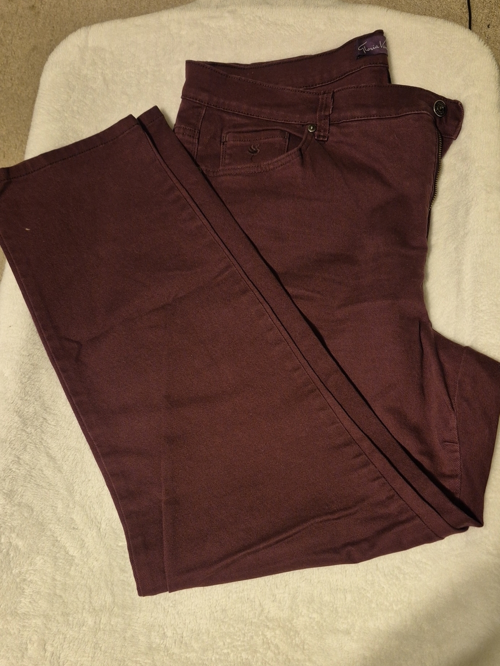 Women's Burgundy Pants - Classic Straight Fit